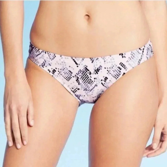 Kona Sol Light Pink Snake Print Bikini Bottom - Picture 2 of 7
